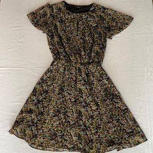 Banana Republic Black Floral Dress (XS)